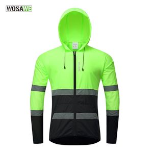 Cycling Jackets WOSAWE Ultralight Reflective Cycling Jacket Hooded MTB Bike Long Sleeve Jersey Men Riding Waterproof Windbreaker Bicycle Vest 230224