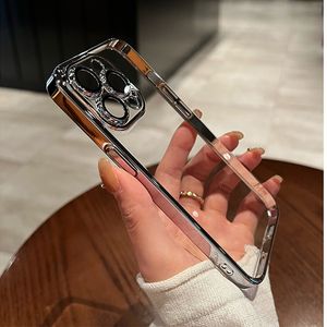 Luxury Plating Transparent Phone Case for iPhone 14 13 12 11 Pro Max Ultra Thin Glass Camera Lens Protection Hard PC Back Cover