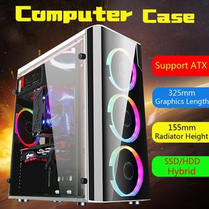 Steel Acrylic USB3 0 Gaming Computer Case Cover Side Translucent 5 Fans Chassis for ATX for M-ATX for Mini-ITX 38x18x40cm258x