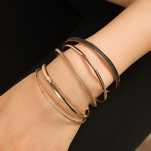 Bangle 5pcs/Sest Punk Gold Color для женщин модный сплав металлические богемные ювелирные аксессуары подарок оптом