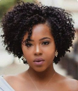 Synthetic Wigs Lekker Short Curly Human Hair Wigs For Black Women Pixie Bob Afro Kinky Brazilian Remy Natural Part Side With Bangs Cheap Wigs T220907