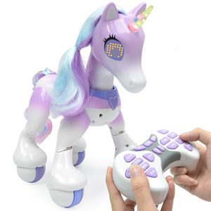 Electric RC Animals KaKBeir RC Horse Unicorn Robot Cartoon Cute Animal Intelligent Induction Electric Model Pet Educational Toys for children 230224