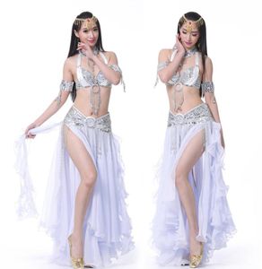 2018 New Arrival Belly Dance Long Skirt Set Sexy Dancer Practice Costume 3pcs Bra Blet Skirt Set9850502