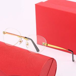 Cat Eye Solglas￶gon Mens Designer Solglas￶gon Runt solglas￶gon Guld Leopard Head Composite Metal Rimless Optical Sunshade Luxury Solglas￶gon Carti Glasses Lunettes