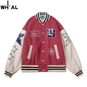 Men's Jackets Hip Hop Leather Varsity Bomber Jacket Streetwear Mens Embrodiery Letter College Harajuku Patchwork Coat #2404Men's