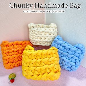 Shopping Bags Handbags Tote Bag Women's Wallet Beach Chunky Knit Purse Cloud Handbag for Women Handmade Female Crochet Tote Bags Drop 230225