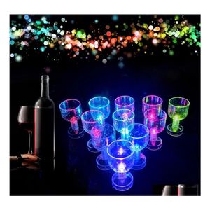 CARROS DE VINHO DE VINHO DVR LED LED Flash Alterar ￡gua ativada Light Up Champagne Beer Whisky 50ml Drinkings Glass Sleek Design Drinkt Cockt Dhp0L