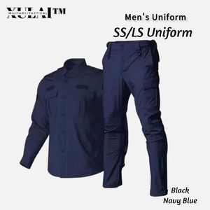 Tute da uomo Quickdry Stretch Tessuto flessibile Uniforme da allenamento Uniforme di sicurezza Tuta da polizia nera blu navy per uomo Abbigliamento da lavoro Uomo Inverno Z0224