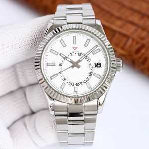 Sky Mens 시계 Caijiamin 자동 시계 42mm 시계 에어 이중 회전 기능 날짜 904L 스테인리스 스틸 사파이어 박스 손목 시계 LB