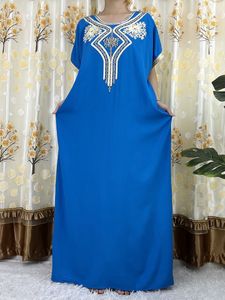 Ethnic Clothing Short Sleeve African Dashiki Abaya Floral Printing Solid Cotton Loose Caftan Lady Summer Maxi Casual Dresses Vestidos 230224