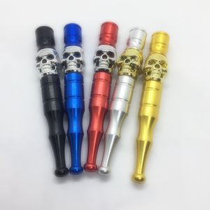 Coole große bunte Pfeifen aus Aluminiumlegierung mit Totenkopf, dekorativ, tragbar, abnehmbar, für trockene Kräuter, Tabakfänger, Schnupperschläger, One Hitter, Rauchen, Zigarettenspitze, DHL