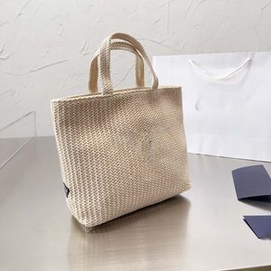 Leisure Shopping the Tote Bag for Women Fashion Manual Weave Straw Fabrics Large Capacity Vacation Beach Bags Reusable Designer stripe Handbag