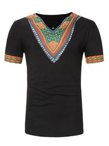Men's wear Men's T-shirt African style ethnic print short sleeved T-shirt