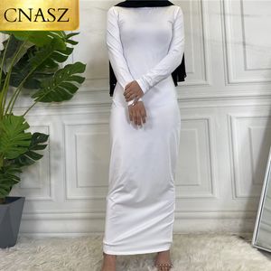 Ethnic Clothing Summer Skirt For Ladies Inner Dress Muslim Casual Dress For Women Clothing Islamic Abaya Long Sleeve Maxi Slim Inner Dress 230224