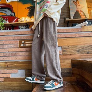 Mäns jeans 2023 Spring New Men's Streetwear baggy jeans skateboard rak bruna breda ben byxor hip hop mode casual manlig byxor z0225