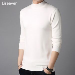 Camisetas masculinas Liseaven Men Cashmere Sweaters de manga cheia Pull Homme Sollover Solid Pullover Sweater Men's Tops 230225