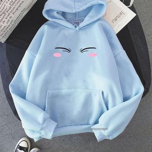 Womens Hoodies Sweatshirts Anime Tensei Shitara Slime Datta Ken Women Shy Hoodie Hip Hop Harajuku Sweatshirt Men Streetwear Tops Blue 230224