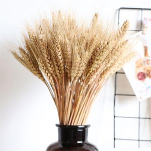 Decorative Flowers 100ps Natural Wheat Ear Rice Farmhouse Opening Barley Real Dried Flower Bouquet Pastoral Dry Branch Gift Wedding Decor