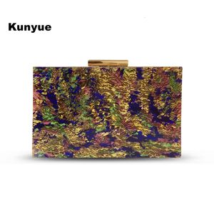 Evening Bag Messenger Retro Elegant Party Prom Shell Marble Luxury Acrylic Handväskor Metal Frame Casual Clutch Pures 230225