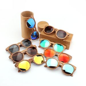 Sunglasses BerWer Handmade Wood Polarized Women Round Vintage UV400 Protection Eyewear Mens Bamboo Sun Glasses