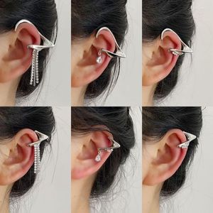 Backs Earrings Fashion Punk Elf Ear Clip Trendy Design Silver Color Liquid Metal Tassel Cuff No Piercing For Women Girls Jewelry