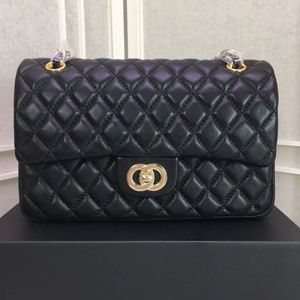 borsa a tracolla in pelle di pecora firmata c lock classica patta scozzese borsa in caviale CF catena in oro argento catena a doppia lettera in pelle fibbia solida borsa a strisce quadrate