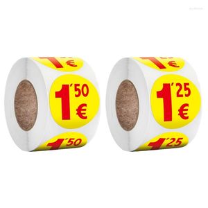 Gift Wrap 581C 500pcs Garage Sale Rummage Price Sticker Labels 1.25/1.5 Euros Prices Round Pricing Stickers For Flea Market