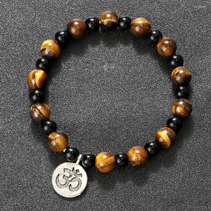 Strand Fashion Om Simbolo Ciondolo Bracciali Donna Uomo Black Onyx Lava Beads Corda elastica Bracciale buddista Amicizia Gioielli regalo fortunato