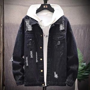 Jackets masculinos Jaqueta de jeans masculino Autumn Korean Trend Hindus Student Casual Casual's Loose Top Black 230225