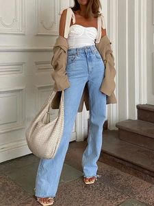 Women's Jeans Syiwidii High Waisted Jeans for Women Straight Mom Baggy Jeans Denim Vintage Streetwear Pants Clothes Full Length Long Trousers 230225