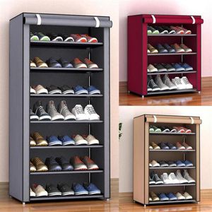 Caixas de armazenamento Sapatos de montagem à prova de poeira Rack Diy Móveis para casa não tecidos Prateleira de sapatos Organizador do armário do corredor212Z