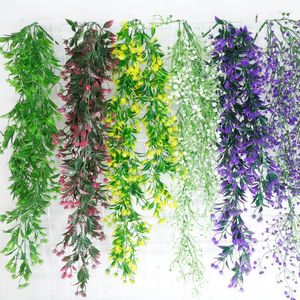 Decorative Flowers Artificial Plant Vines Grass Wall Hanging Green Leaves Fake Rattan Ivy Garden Decor Outdoor Wedding Party Home