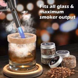 Bar Tools Cocktail Smoker Set Wooden Smoked Hood Whiskey Smoking Chips Box Cocktails Infuser Kit Kitchen Accessories 230225