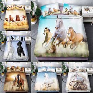 Bedding Sets Kids Horse Set Twin Girls Boys Duvet Cover For Teens Printed Comforter & Pillowcase Housse De Couette