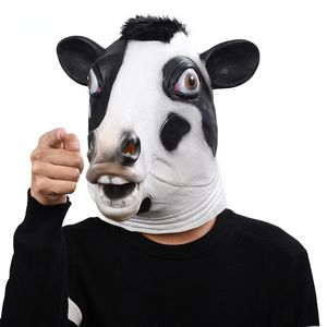 Maski imprezowe Halloween krowa lateksowa maska ​​nowość kostium fantazyjna sukienka zwierzęca 230225