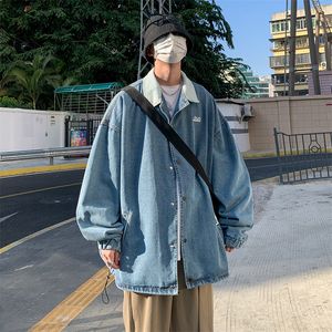 Erkek Ceketler Denim Ceket Erkekler için Koreli Gevşek Öğrenci Traend Hong Kong Stil Sıradan Ceket All-Mwatch Punk Hip Hop Coat Giyim Erkek Kadın 230225