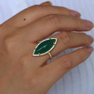 Bröllopsringar utsökta Calaite Bague Vintage förlovningsring med grön sten kubiska zirkoniumsmycken för kvinnor lady mujer