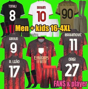 22 23 AC Milans Soccer Jersey Ibrahimovic Giroud de Ketelaere R. Leao Tonali Theo Football Sets Kits Kits Kits