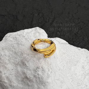 BOTIEGA Anelli di design a forma di avvolgimento per donna Placcato in oro 18K T0P qualità moda stile classico Non tramonterà mai regalo di anniversario con scatola 004