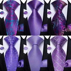 Neck Ties Purple Color Mens Ties Hanky ​​Mufflinks устанавливают свадебные галстуки для мужчин Формальный набор для мужчин для мужчин Dibangu J230225