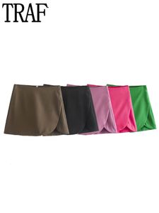 Damen-Shorts TRAF 5-Farben-Rock-Shorts für Damen, hohe Taille, Shorts für Damen, asymmetrische Shorts, Skort für Damen, Streetwear, lässige Bermuda-Shorts für Damen, 230225