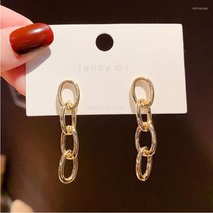 Kolczyki Dangle Korean Style złote łańcuchy kolorowe Tassle Długość dla kobiet mody szykownie geometryczne dreszcz biżuterii ucha prezent C001