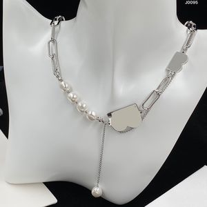Роскошные дизайнерские жемчужные ожерелья для женщин модные украшения мужская цепочка подвесная серебряная буква b колье дамы стильные ожерелья 23022544bf