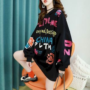 Kvinnor Hoodies Sweatshirts Cotton Hoodies Kvinnor Spring Autumn Thin Hooded Pullover Korean Stil Löst överdimensionerad huvtröja Fashion Printing Hooded Jacket Topps 230224