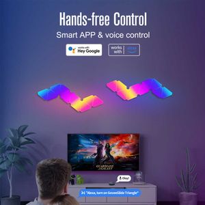 Night Lights WIFI Smart LED Triangle Lamps Quantum Ambient Night Light RGB Wall Light TUYA APP Dimmable Voice Control Game Room TV BackdropJ230225
