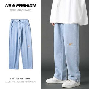 Jeans da uomo Coreano Moda Uomo Elastico In Vita Jeans Larghi 2022 Autunno Nuovo Straightleg Baggy Denim Pantaloni Larghi Pantaloni Maschili Z0225