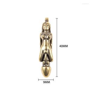 Nyckelringar mässing naken kvinnlig mini manlig penis nyckelring hänge smycken metall koppar nyckelring