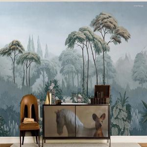 Papéis de parede Murais de parede 3D personalizados Jungina tropical da selva tropical Po papel de parede da sala de estar TV Decoração de casa Papel de Parede