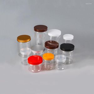 Bottiglie di stoccaggio Commercio all'ingrosso 1000ML Bianco Nero Caffè Marrone Coperchio trasparente Coperchio Trasparente Vuoto Imballaggio PET Vaso di plastica Vaso Contenitore Bottiglia