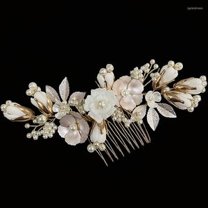 Cabeças de cabeça Capacete de cabelo Acessórios para cabelos Combina flores artesanais de ouro rosa tiaras y Tocados Novias Tocado Boda Invitada